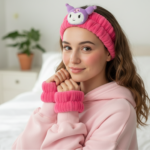 Sanrio Kuromi Plush Spa Headband and Wristbands Set - Image 4