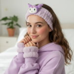 Sanrio Kuromi Plush Spa Headband and Wristbands Set - Image 9