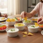 Set of 5 Fluted Ceramic Ramekins with Serving Tray - Image 4