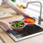 Collapsible Over-the-Sink Double Kitchen Colander - Image 4