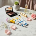 5-Piece Floral Print Makeup Brush Set with Comb - Image 4