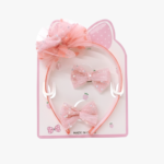 3-Piece White Glitter Bow Headband and Hair Clips Set - Image 6