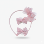 3-Piece White Glitter Bow Headband and Hair Clips Set - Image 5
