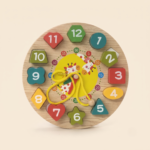 Wooden Giraffe Shape Sorting & Lacing Clock Toy