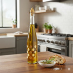 Glass Oil Dispenser Bottle with Gold Spout (Ring Pattern) 750 ml - Image 3