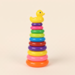Giant Rainbow Stacking Ring Tower with Duck
