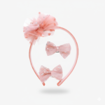3-Piece White Glitter Bow Headband and Hair Clips Set