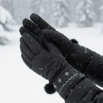 Women's  Puffy Snow Gloves with Pom-Pom and Snowflakes - Image 6