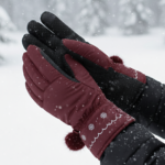 Women's  Puffy Snow Gloves with Pom-Pom and Snowflakes - Image 3