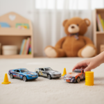 3 Pcs Die-Cast Metal Race Car Set with Racing Accessories - Image 3