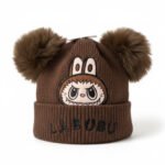 Labubu Grey Double Pom-Pom Knitted Beanie - Image 9