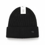 Dark Textured Knit Beanie with Metal Badge - Image 3