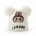 Labubu Grey Double Pom-Pom Knitted Beanie - Image 5