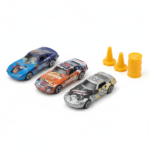 3 Pcs Die-Cast Metal Race Car Set with Racing Accessories