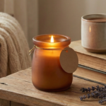 Frosted Glass Scented Candle with Cork Lid - Image 3