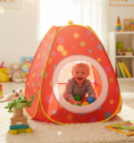 Kids Pop-Up Polka Dot Ball Pit Tent (Red) - Image 2