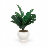 Artificial Monstera Plant in Modern White Pot