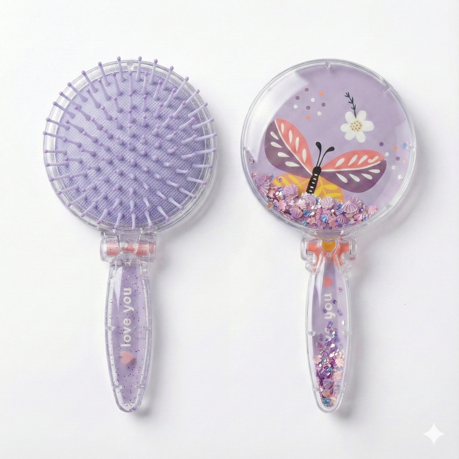 Gemini_Generated_Image_5f2pnw5f2pnw5f2p Butterfly Glitter Sequin Hairbrush - Image 1