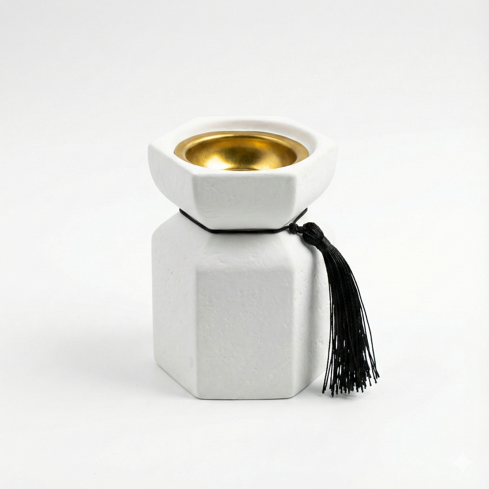 Gemini_Generated_Image_dqtwnfdqtwnfdqtw - Copy Modern White Hexagonal Ceramic Incense Burner with Black Tassel - Image 1