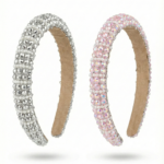 Padded bead and rhinestone headband