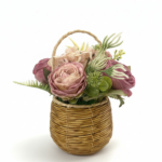 Rose Artificial Flower in Woven Basket