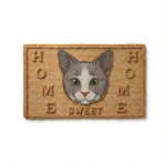 Personalized "Home Sweet Home" Cat Face Doormat
