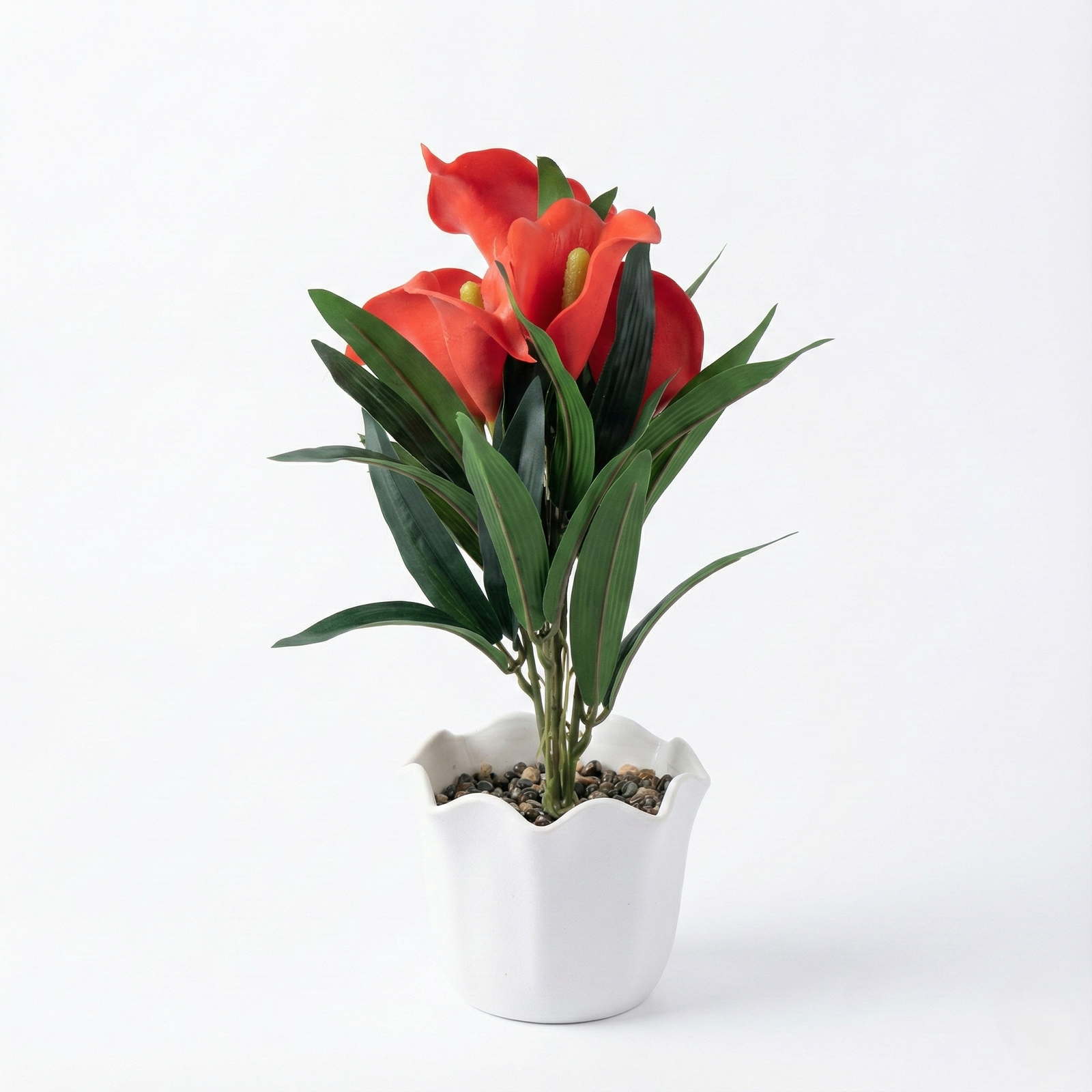 Gemini_Generated_Image_r08hrjr08hrjr08h Artificial Calla Lily in Scalloped Pot - Image 1
