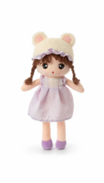 Kawaii Girl Plush Doll with Bear Hat and colored Dress 50 cm - Image 3