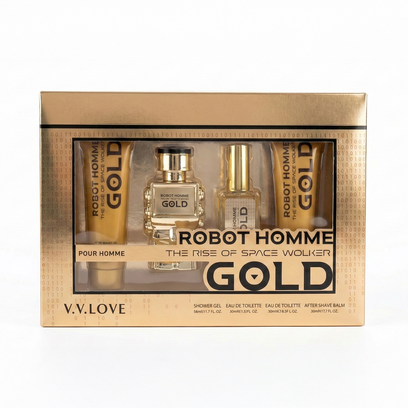 pack-5 V.V. LOVE Robot Homme The Rise of Space Wolker Gold Gift Set - Image 1