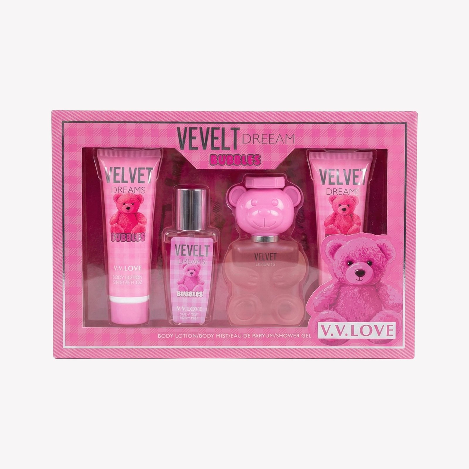 perf-1 V.V. LOVE Velvet Dreams Bubbles 4-Piece Gift Set - Image 1