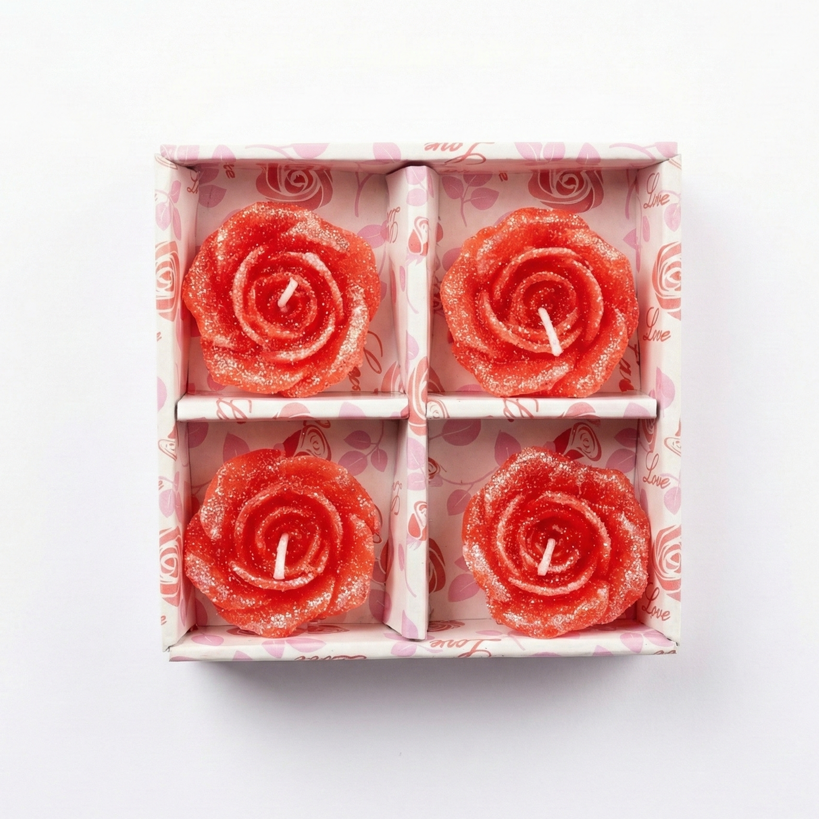 10- Set of Red Rose Shaped Scented Candles - Image 1