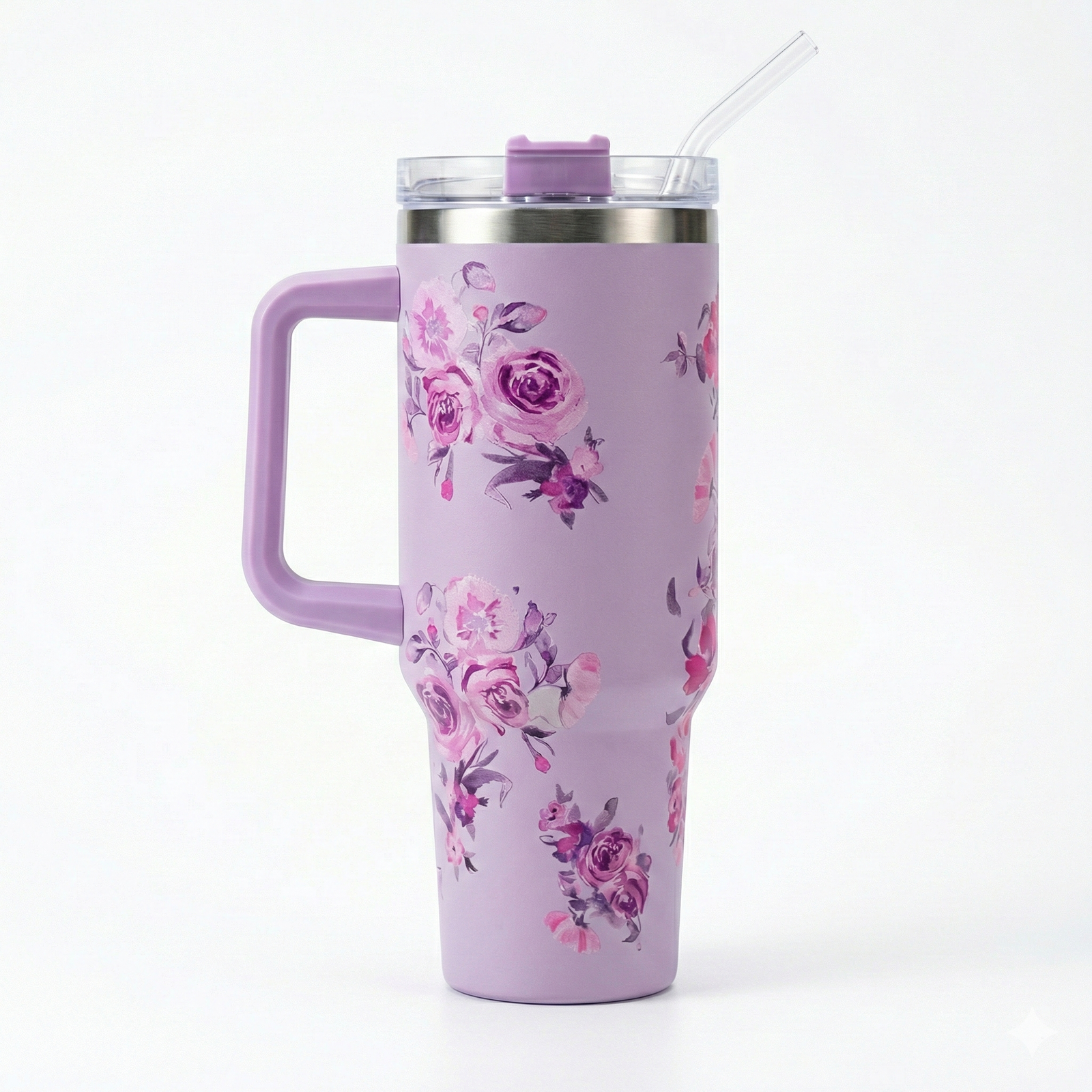 2== Floral Insulated Tumbler with Handle - Image 1