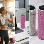 Luxury Rhinestone Smart Water Bottle with LED Temperature Display - Image 7