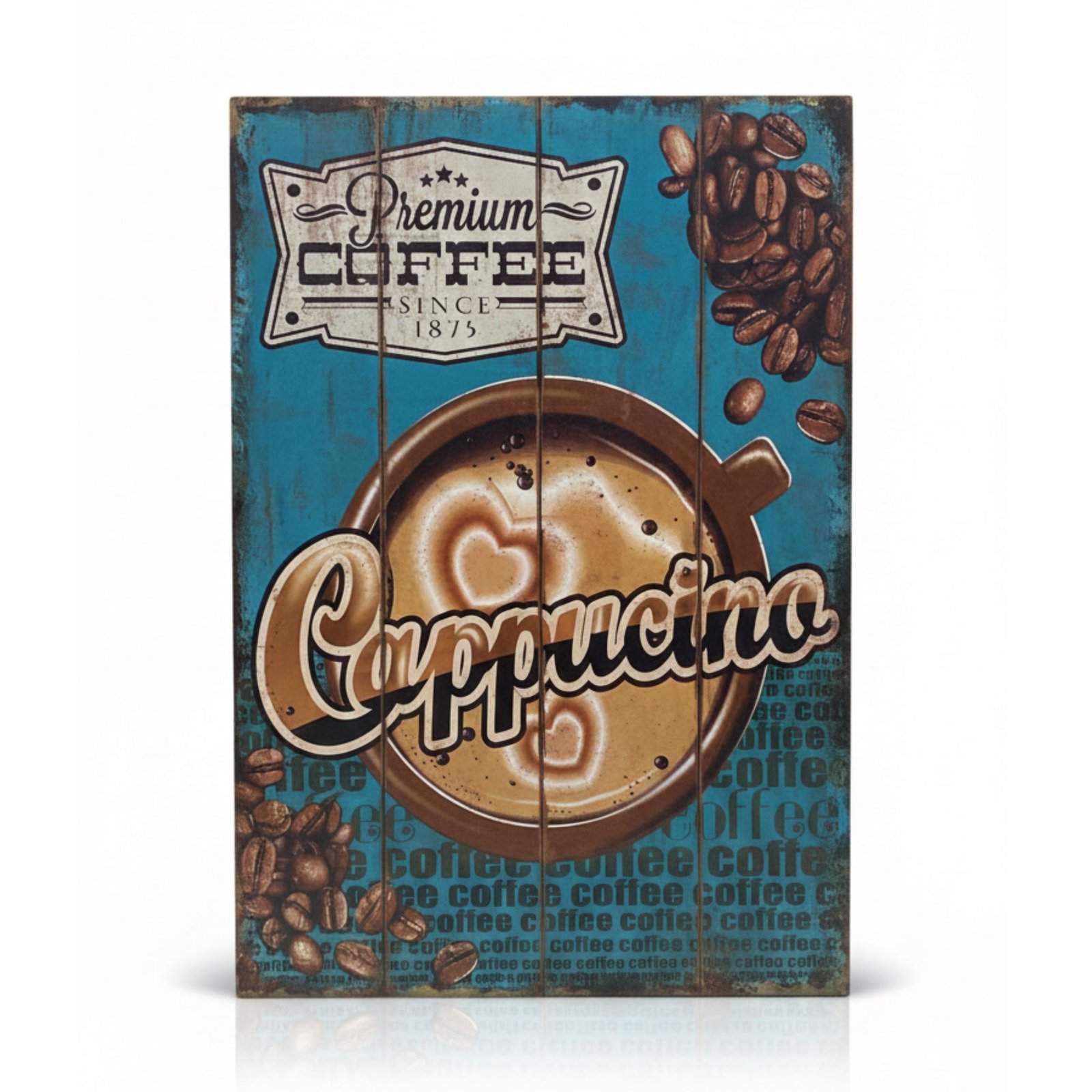 3- Vintage Wooden Cappuccino "Since 1875" Wall Plaque - Image 1
