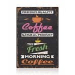 Vintage Distressed Metal Coffee Sign - Fresh Morning Coffee