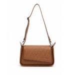 Textured Leather Asymmetrical Clutch with 3 Straps - Image 9