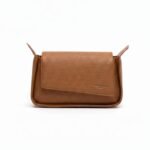 Textured Leather Asymmetrical Clutch with 3 Straps - Image 11