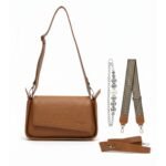 Textured Leather Asymmetrical Clutch with 3 Straps