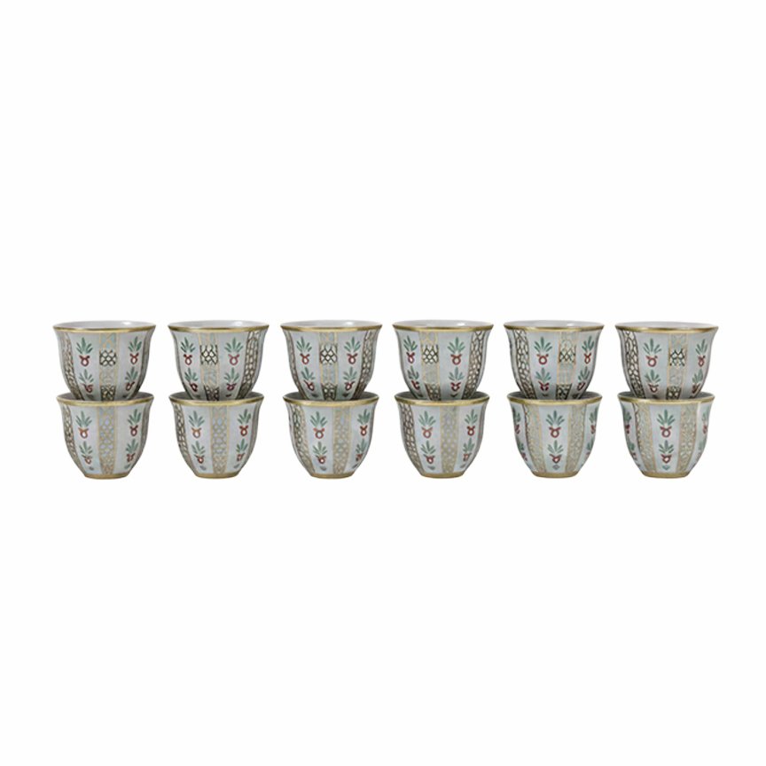 7- Momaz 12-Piece Gold Pattern Arabic Coffee Cup Set - Image 1