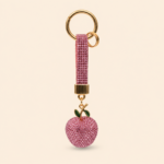 Bejeweled Apple Keychain with Rhinestone Strap