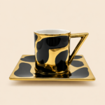 Momaz King Collection 12-Piece Porcelain Coffee Cup & Saucer Set – 6 Cups & 6 Saucers