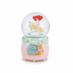 Happy Unicorn Snow Globe with Heart Balloons