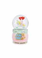 Happy Unicorn Snow Globe with Heart Balloons