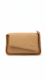 Textured Leather Asymmetrical Clutch with 3 Straps - Image 4