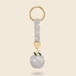 Bejeweled Apple Keychain with Rhinestone Strap