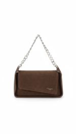 Textured Leather Asymmetrical Clutch with 3 Straps