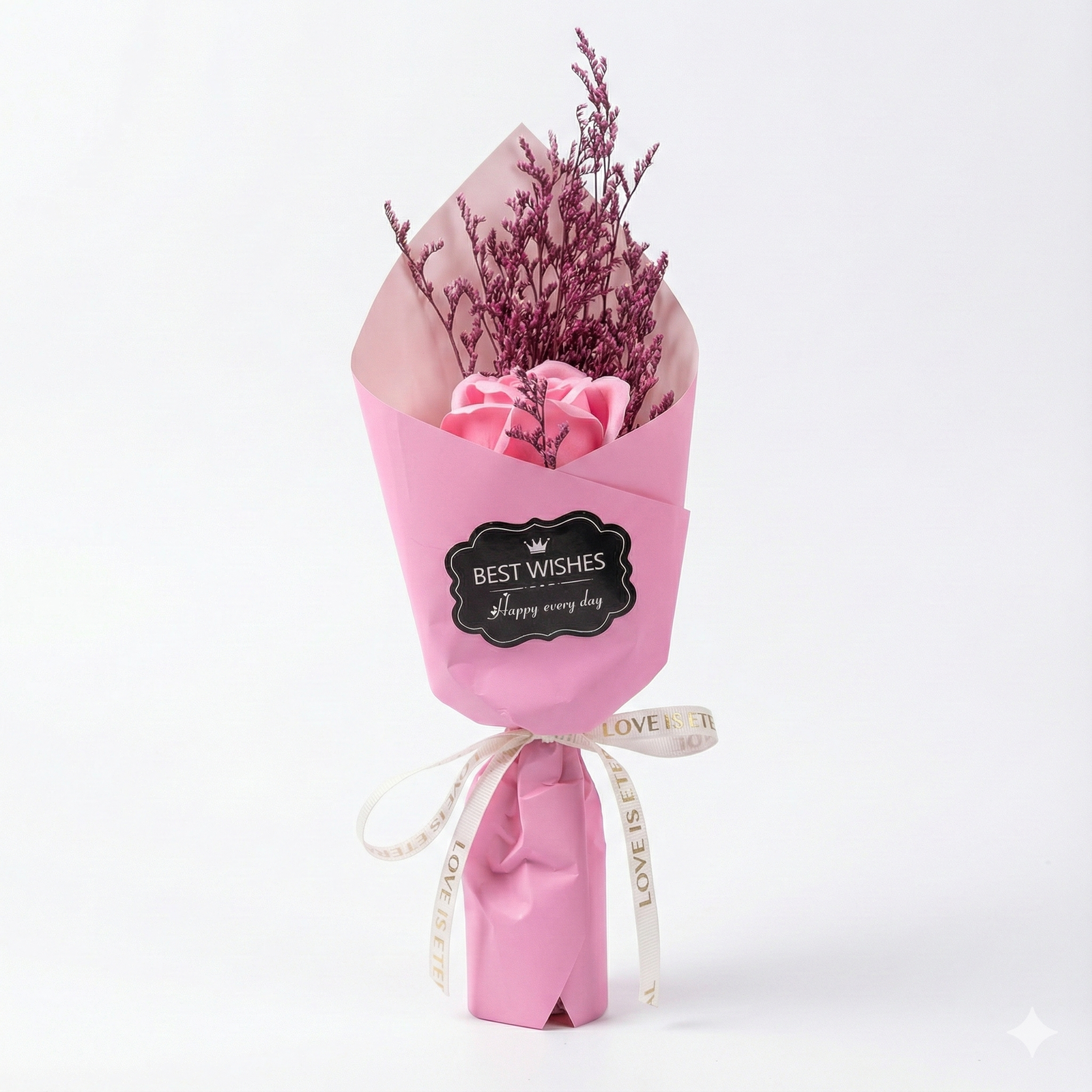 Gemini_Generated_Image_gw9m9ggw9m9ggw9m Single Stem Rose with Dried Filler in Cone Wrap - Image 1