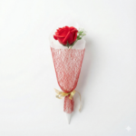 Single Stem Flower Bouquet with Mesh Wrap