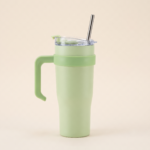Vacuum Insulated Tumbler with Handle and Metal Straw