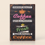 Vintage Distressed Metal Coffee Sign - Fresh Morning Coffee
